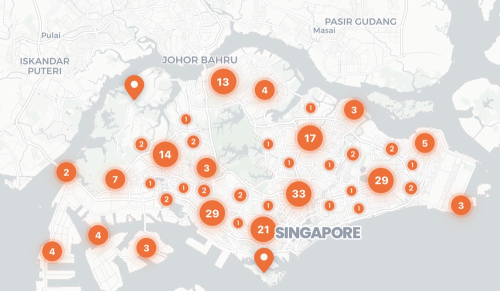 Map of InstaChef locations across Singapore
